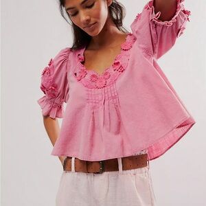 Free People Sophie Embroidered Crop Top